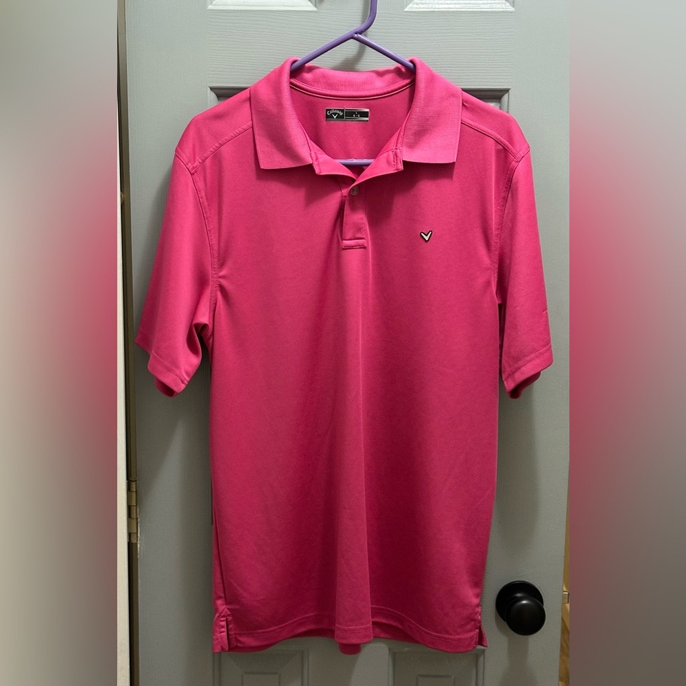 Callaway Golf Performance Polo Opti Dri Pink Short Sleeve Shirt Mens Large